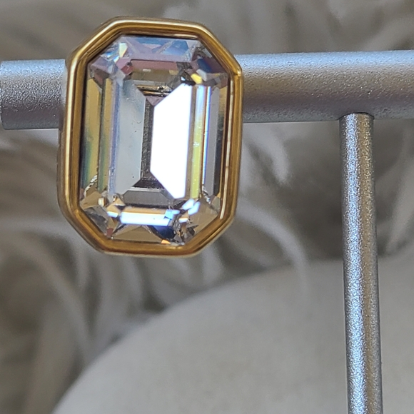 Swarovski Rhodium Plated Gold Toned Earrings- Great Condition - Picture 5 of 8